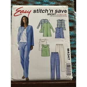 McCalls pattern 4347 tank top vest shacket elastic waist pants